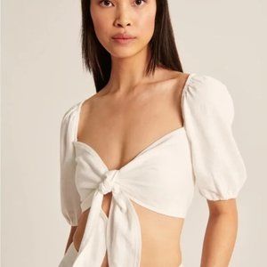 Abercrombie Tie-Front Linen-Blend Top